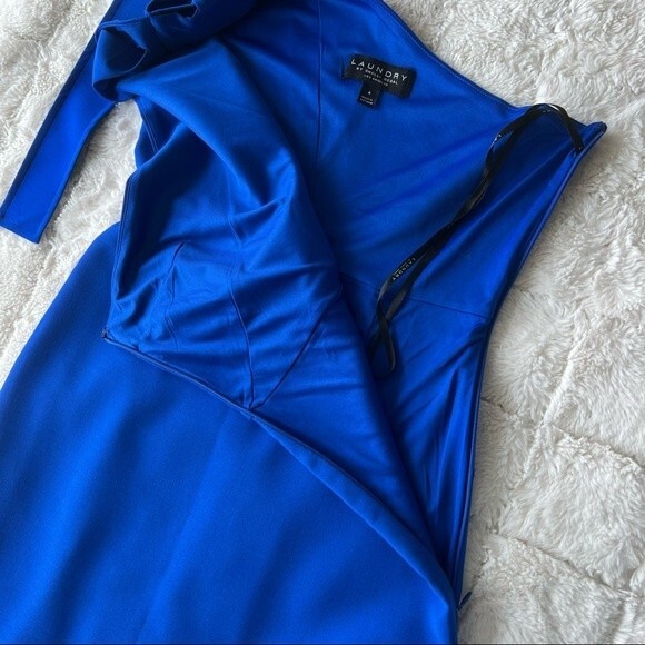 Laundry by Shelli Segal Cobalt Blue One Shoulder Cut Out Core Dress 4 - Picture 4 of 14